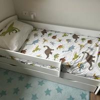 Lettino montessori con cassettone,sponda,materasso
