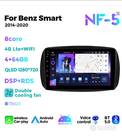 Navifly 9" Radio Android 13 - Smart 453 2014-2020