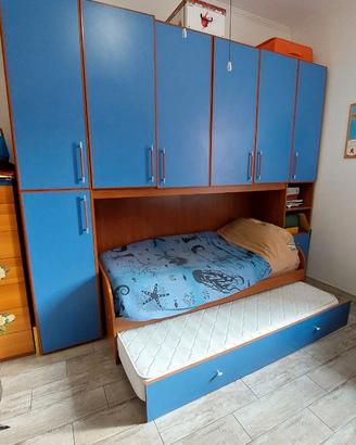 Armadio cameretta a ponte con doppio letto