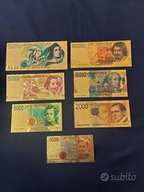 LIRE 7 PEZZI IN LAMINA D'ORO COLORATA