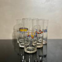 5 Bicchieri vintage disegno macchine epoca