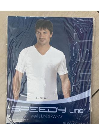 T-shirt uomo scollo V bianca 100% cotone