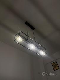 Lampadario moderno industrial nero 3 luci