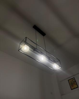 Lampadario moderno industrial nero 3 luci