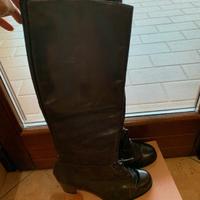 Stivali donna alto rigido in eco pelle cioccolato