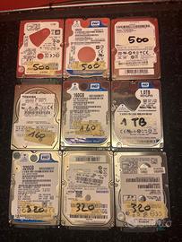 STOCK 9 Hard disk interni da 2,5"" varie capacità