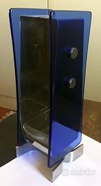 Porta scopino wc in cristallo blu Veca