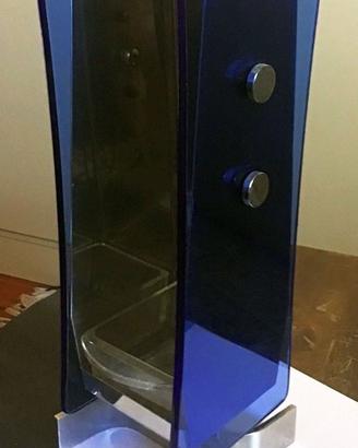 Porta scopino wc in cristallo blu Veca