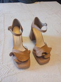 Sandali vera pelle color cuoio