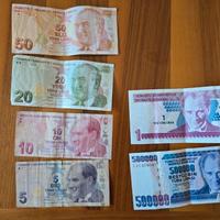 Lotto 6 banconote Lira Turca