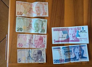 Lotto 6 banconote Lira Turca