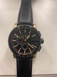 Gucci G-Chrono quadrante nero cinturino pelle