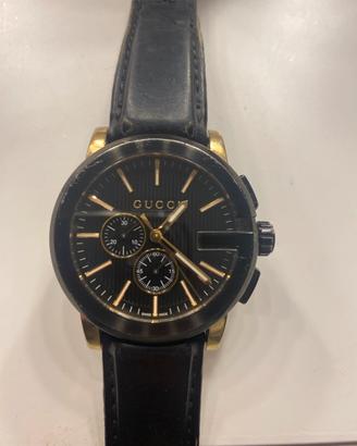 Gucci G-Chrono quadrante nero cinturino pelle