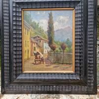 Vecchio quadro con cornice guillochè