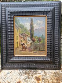 Vecchio quadro con cornice guillochè