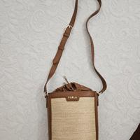 Borsa/secchiello furla in rafia e pelle