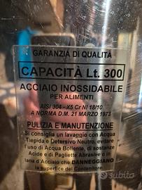 botte in acciaio per il vino 350 litri
