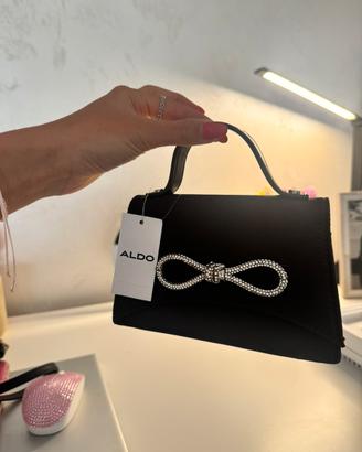 Mini borsetta nera Aldo con fiocco brillantinato