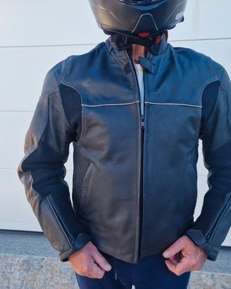 Giacca da moto invernale in cuoio 2XL nera 