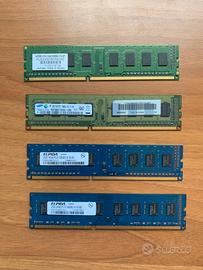 Lotto 4 RAM DDR3 2GB 1333MHz Desktop - Totale 8GB