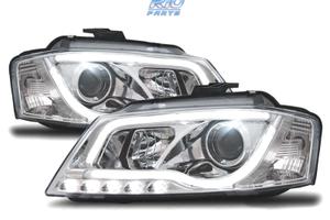 FARI AUDI A3 8P 08-12 LUCE DIURNA A TUBO FONDO CRO