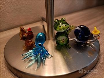 Lotto animaletti+caramelle vetro di murano