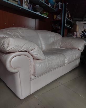 Divano 2 posti in vera pelle bianca 170 cm 