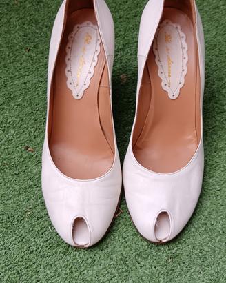 scarpa décolleté pelle bianca 