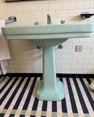 Sanitari vintage verde, lavabo, bidet wc rubinetti