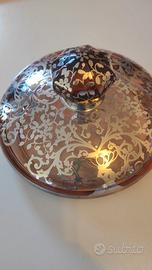 LOTTO 4 PEZZI Vetro Vintage Silver Overlay Anni 50