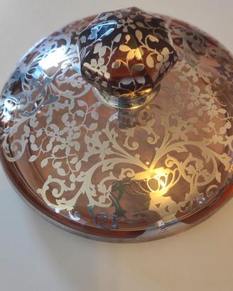 LOTTO 4 PEZZI Vetro Vintage Silver Overlay Anni 50