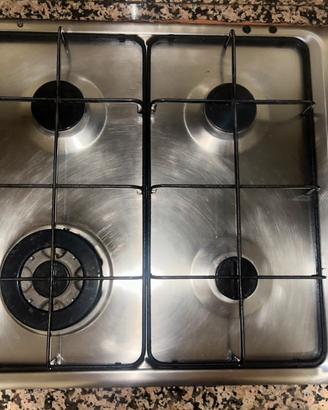 Piano cottura gas, quattro fuochi, acciaio inox