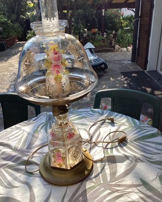 Lampada vintage in vetro decorato