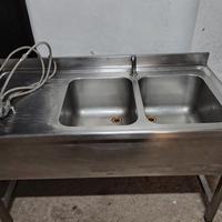 Lavandino in acciaio inox con doppia vasca e gocci