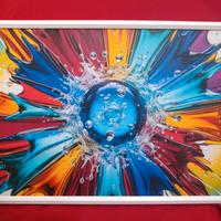 Coppia di quadri astratti con cornice bianca