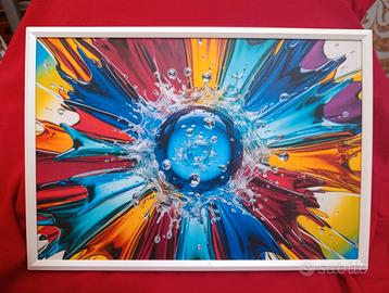 Coppia di quadri astratti con cornice bianca