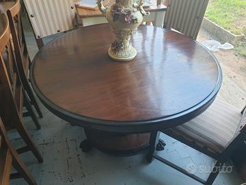 Tavolo inglese in legno rotondo a vela allungabile