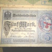 WWII BANCONOTE TEDESCHE CON TIMBRI