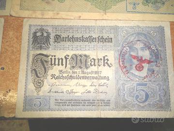 WWII BANCONOTE TEDESCHE CON TIMBRI