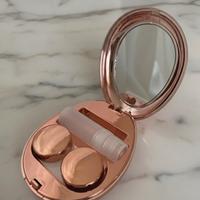 Custodia per lenti a contatto rosa con specchio