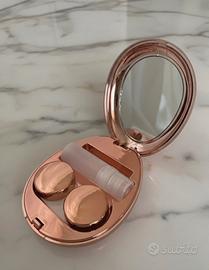 Custodia per lenti a contatto rosa con specchio