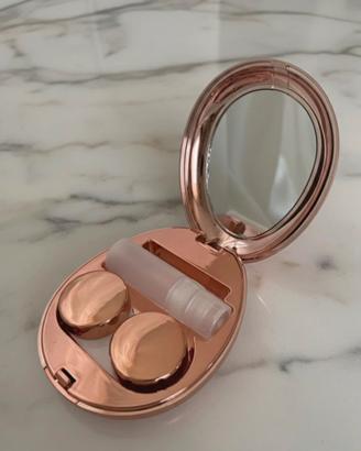 Custodia per lenti a contatto rosa con specchio