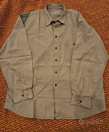 Camicia beige a quadrettini blu 100% cotone