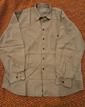 Camicia beige a quadrettini blu 100% cotone
