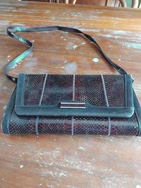 Borsa vintage anni 60/70 pelle nera e marrone