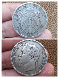 Argento 5 Franchi Napoleone III 1868