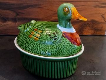 Terrina in Maiolica Anatra Germano Reale anni '50
