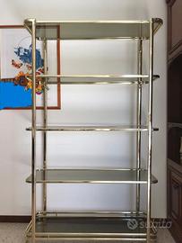 libreria + porta tv dorata vetri fumè soggiorno 
