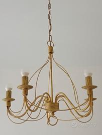 Lampadario a 5 bracci stile shabby/ferro battuto