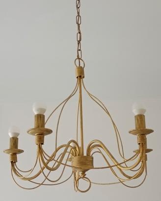Lampadario a 5 bracci stile shabby/ferro battuto